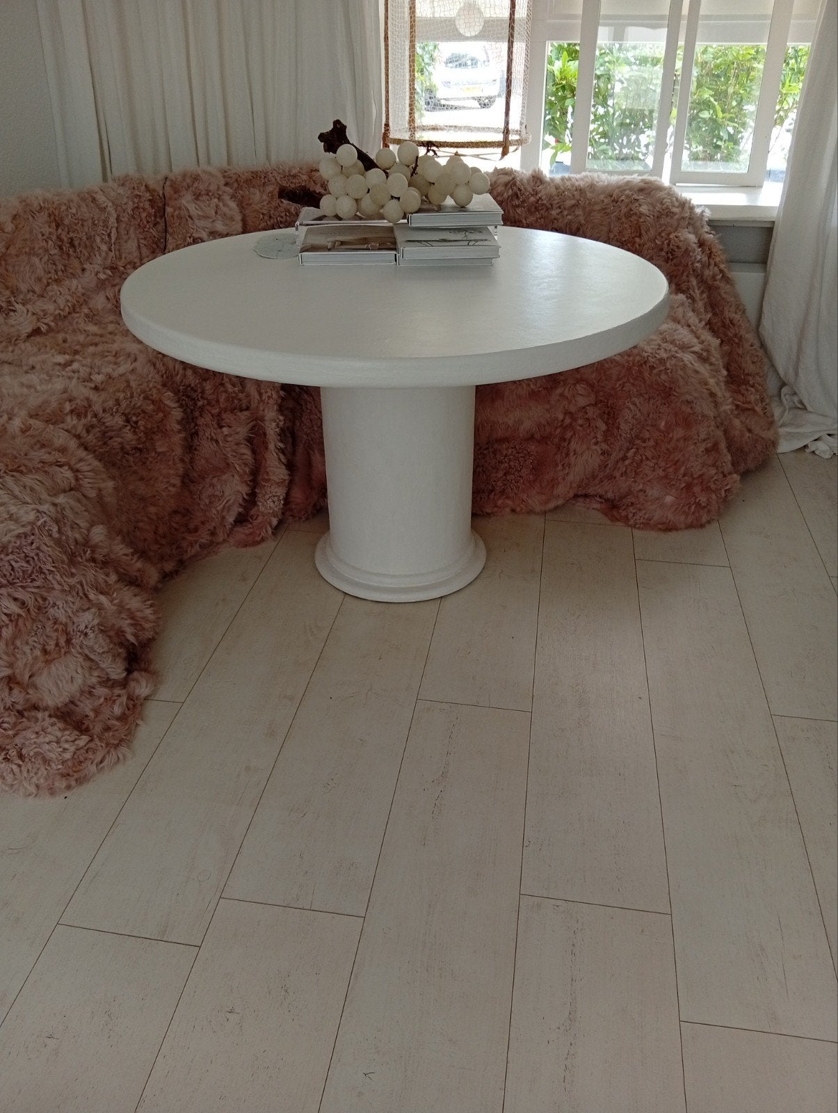 beton cire tafel doorsnee 120, Ophalen, Rond, Zo goed als nieuw, 75 – 100