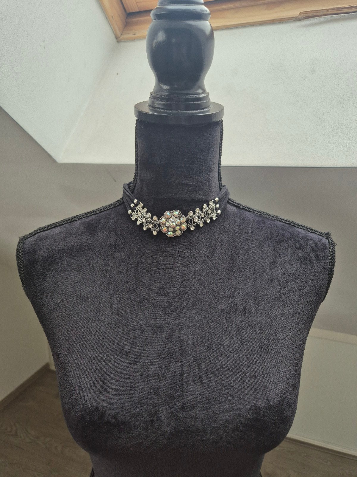 AA : choker, Verzenden, Nieuw, Zwart, Zilver