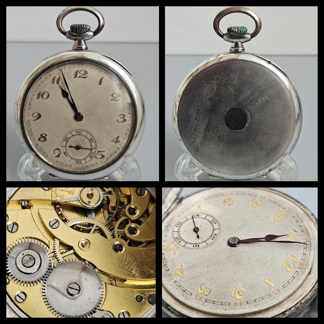 Antiek zilver,  zilveren heren zakhorloge, Ophalen of Verzenden, Zilver
