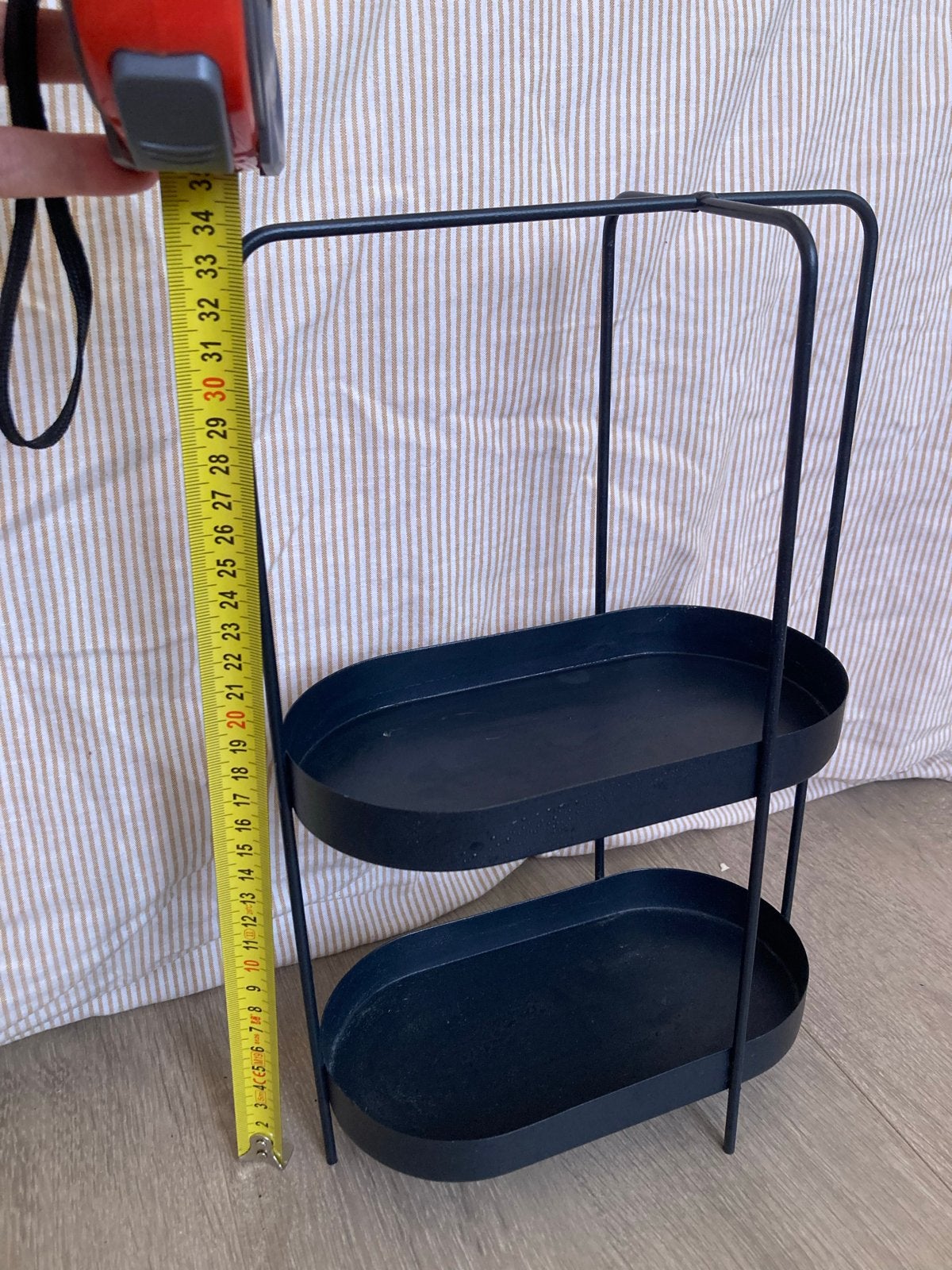 Zwart metalen etagere/opbergrekje, 35 cm hoog, Ophalen, Gebruikt, Zwart, Metaal