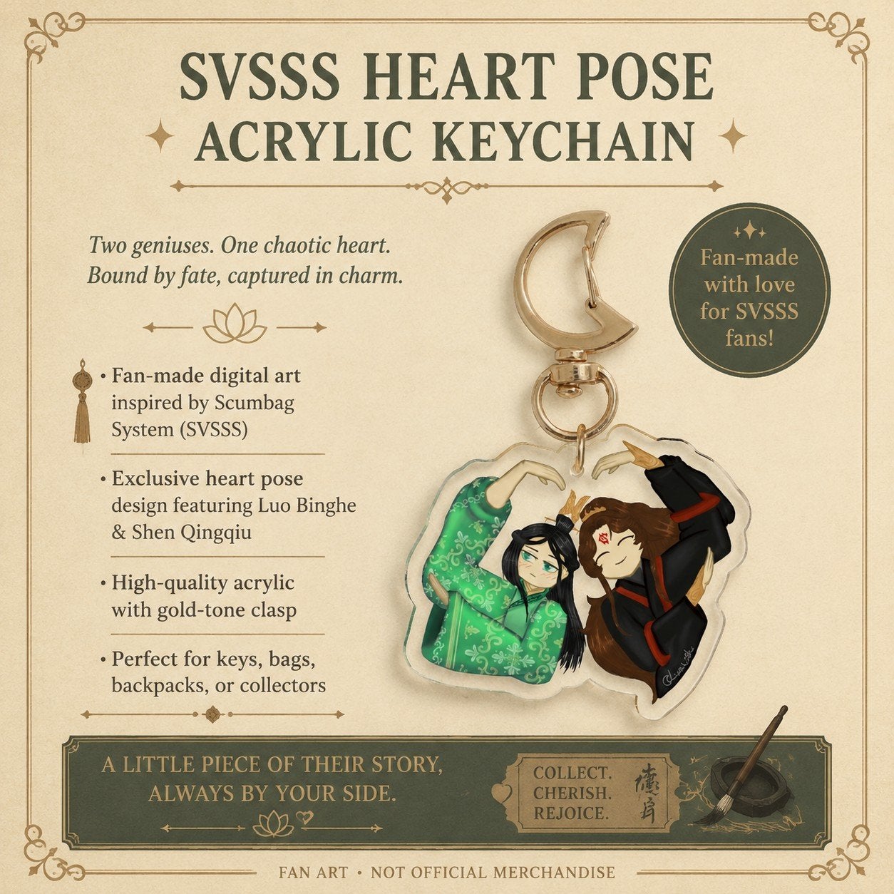 SVSSS Luo Binghe & Shen Qingqiu Hart Pose Sleutelhanger, Verzenden