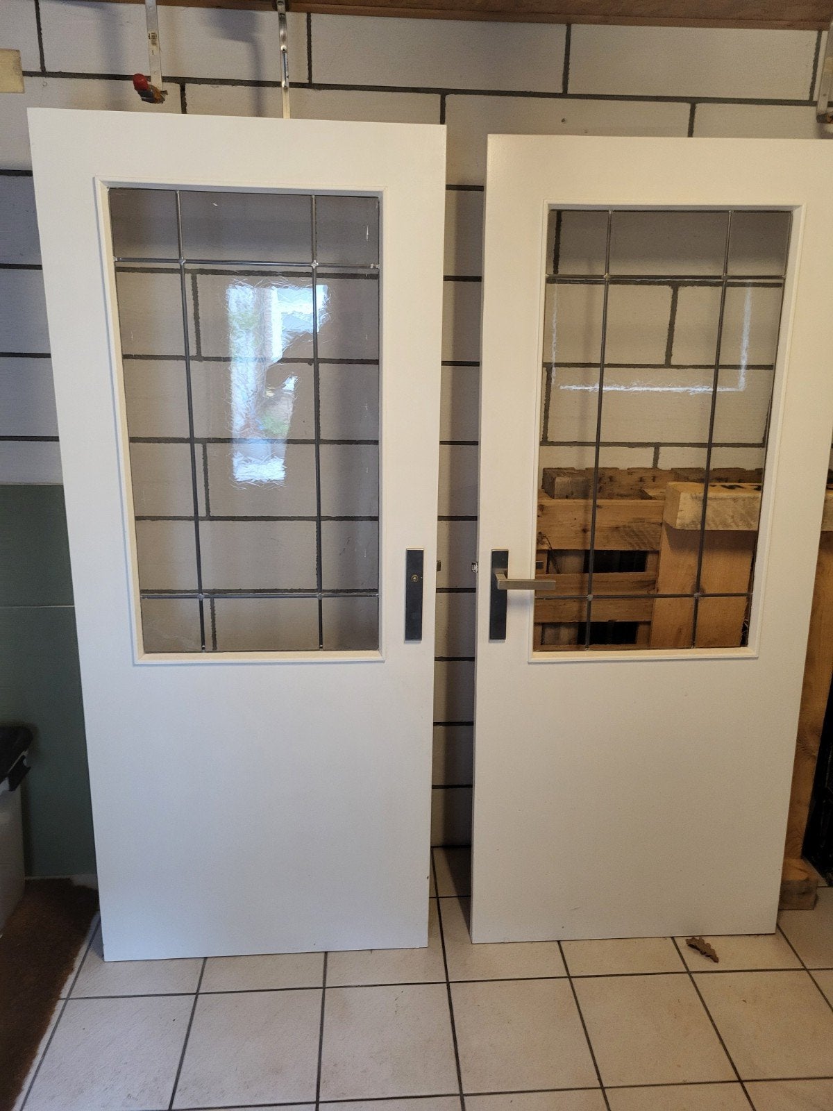 2 nette binnendeuren met glas in lood, Ophalen, Gebruikt, 80 tot 100 cm, Binnendeur