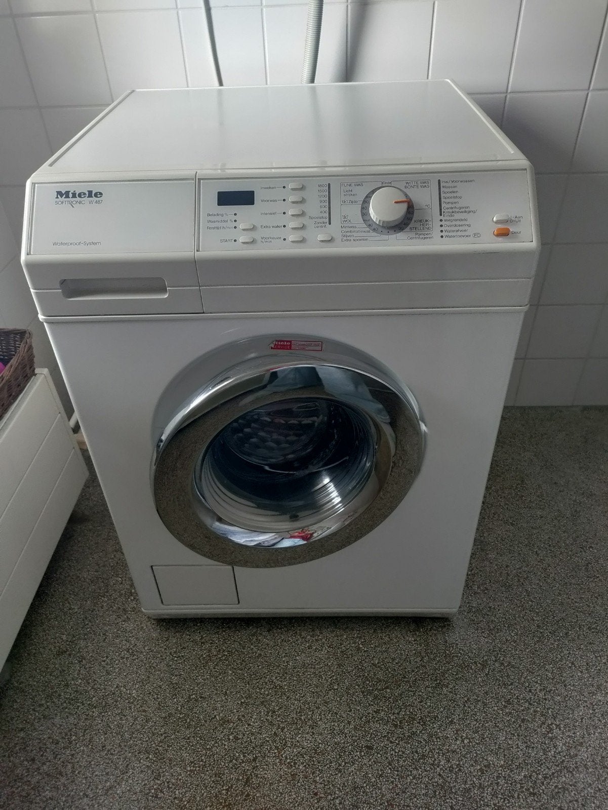 Miele Softtronic W 487 WPS Wasmachine - 5kg inhoud, Ophalen, Gebruikt, 1200 tot 1600 toeren, 85 tot 90 cm