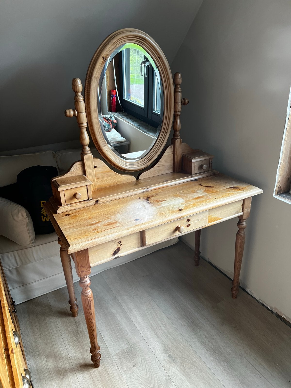Vintage Houten Kaptafel met Spiegel - Perfect voor Meidenkam, Ophalen, Gebruikt, Hout