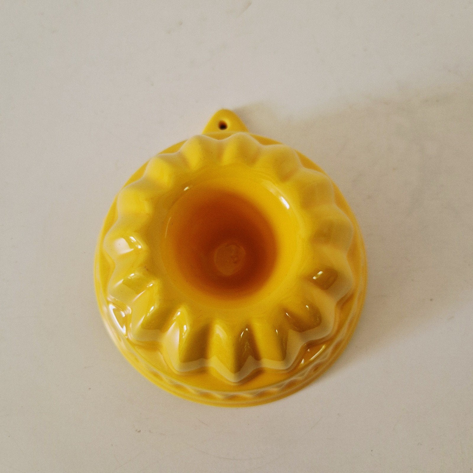 Vintage gele keramiek puddingvorm, Ophalen of Verzenden