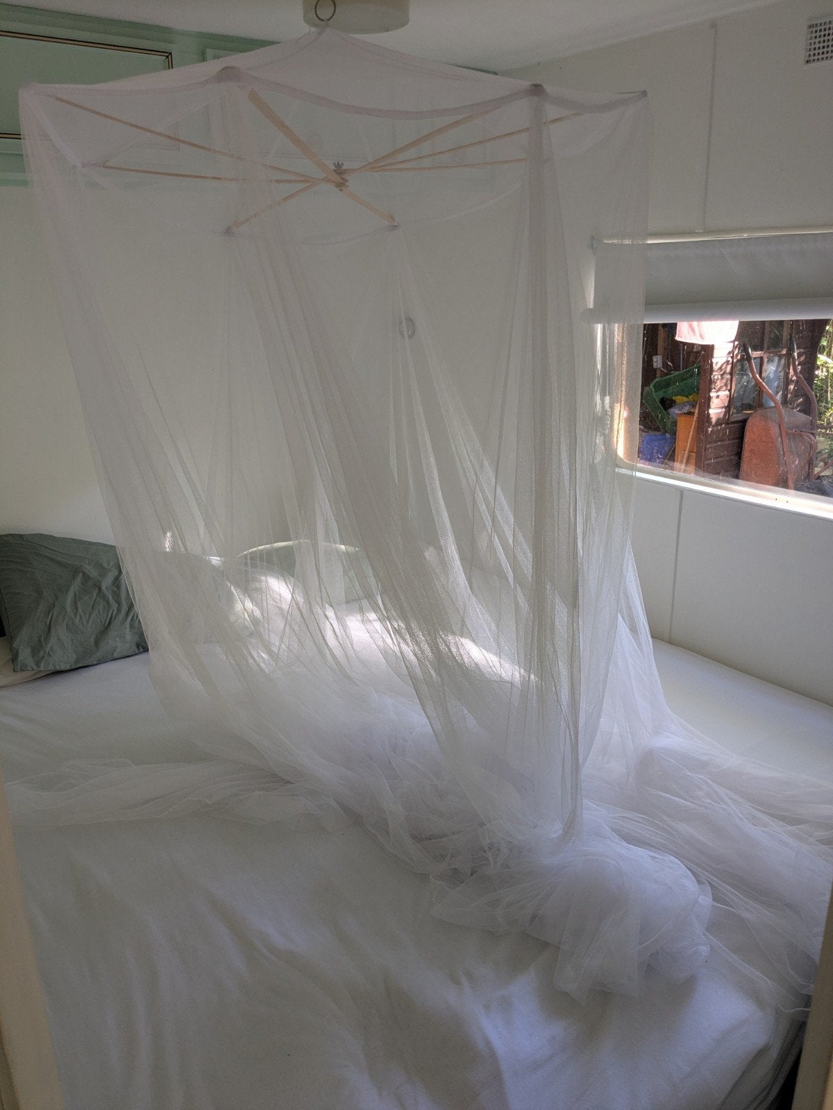 Spider Klamboe voor tweepersoonsbed 180x200 cm, Huis en Inrichting, Ophalen, Wit, Tweepersoons, Zo goed als nieuw