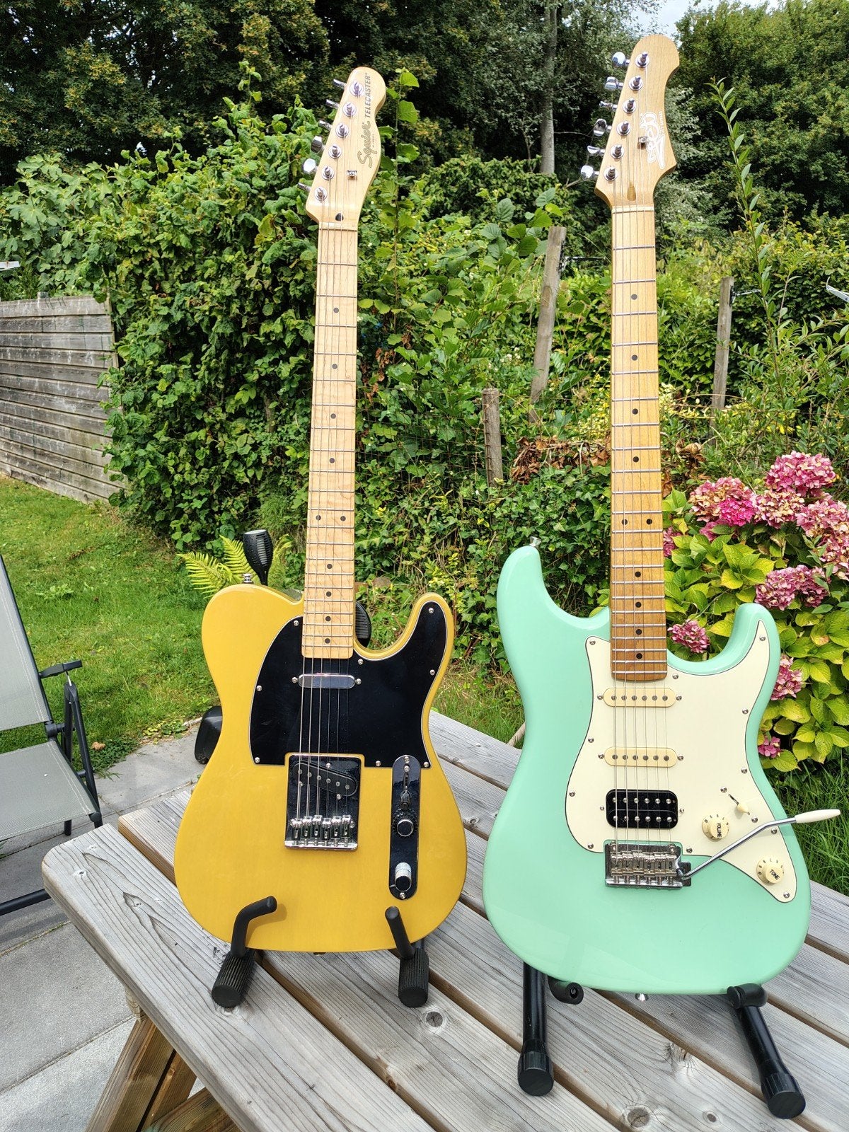 TK Squier Telecaster en Jet Stratocaster, Ophalen, Gebruikt, Solid body, Overige merken