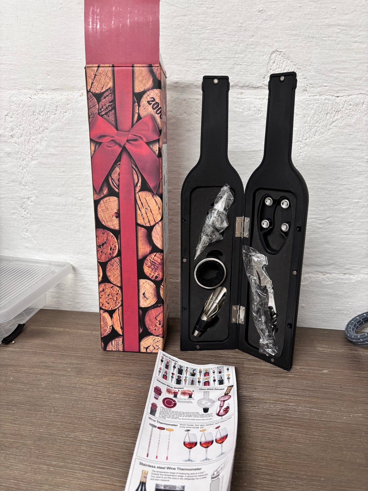 Luxe Wijnaccessoires Cadeauset in Flesvormige Doos, Ophalen of Verzenden, Nieuw, Overige gebieden, Overige typen