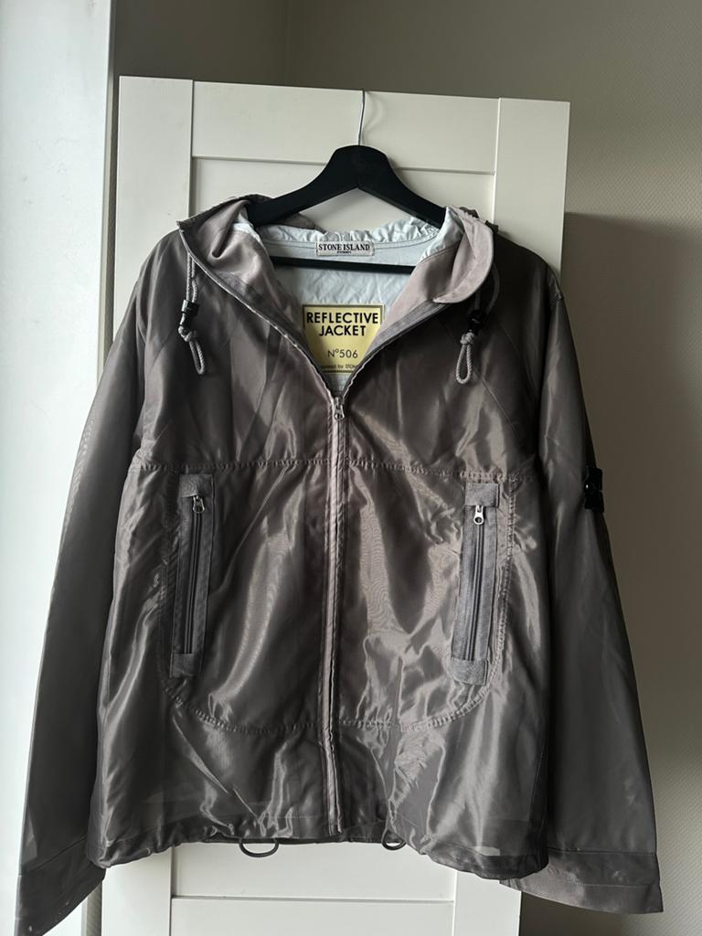 Stone Island Reflective Jacket L 2007, Kleding | Heren, Jassen | Zomer, Zo goed als nieuw, Maat 52/54 (L), Grijs, Ophalen of Verzenden