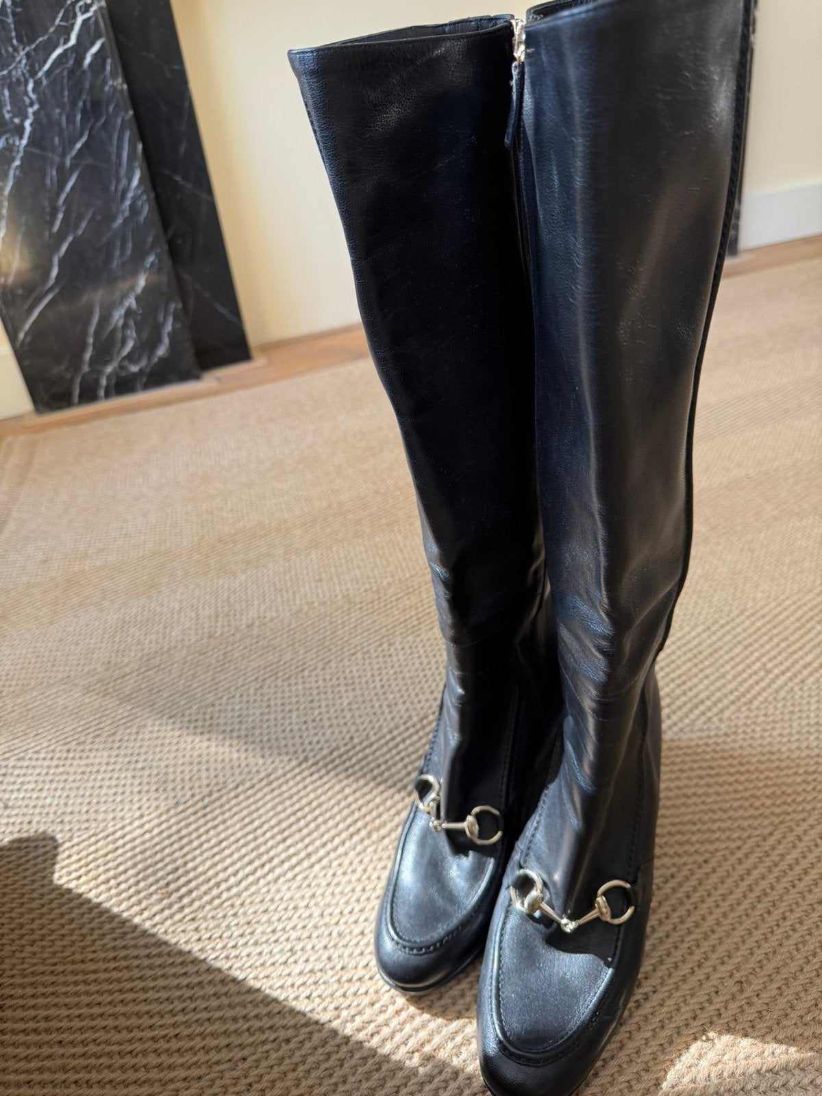 GUCCI  leather riding boots black 39,5 ORGINEEL, Kleding | Dames, Schoenen, Ophalen of Verzenden, Zo goed als nieuw, Zwart, Hoge laarzen