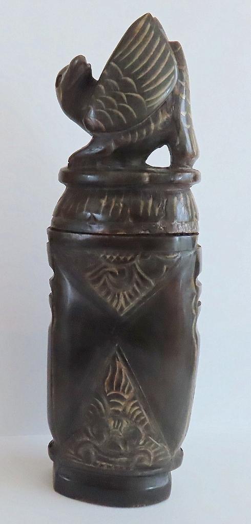 Uit inboedel: (no 1) Medicijndoos besneden buffelhoorn, incl, Antiek en Kunst, Verzenden