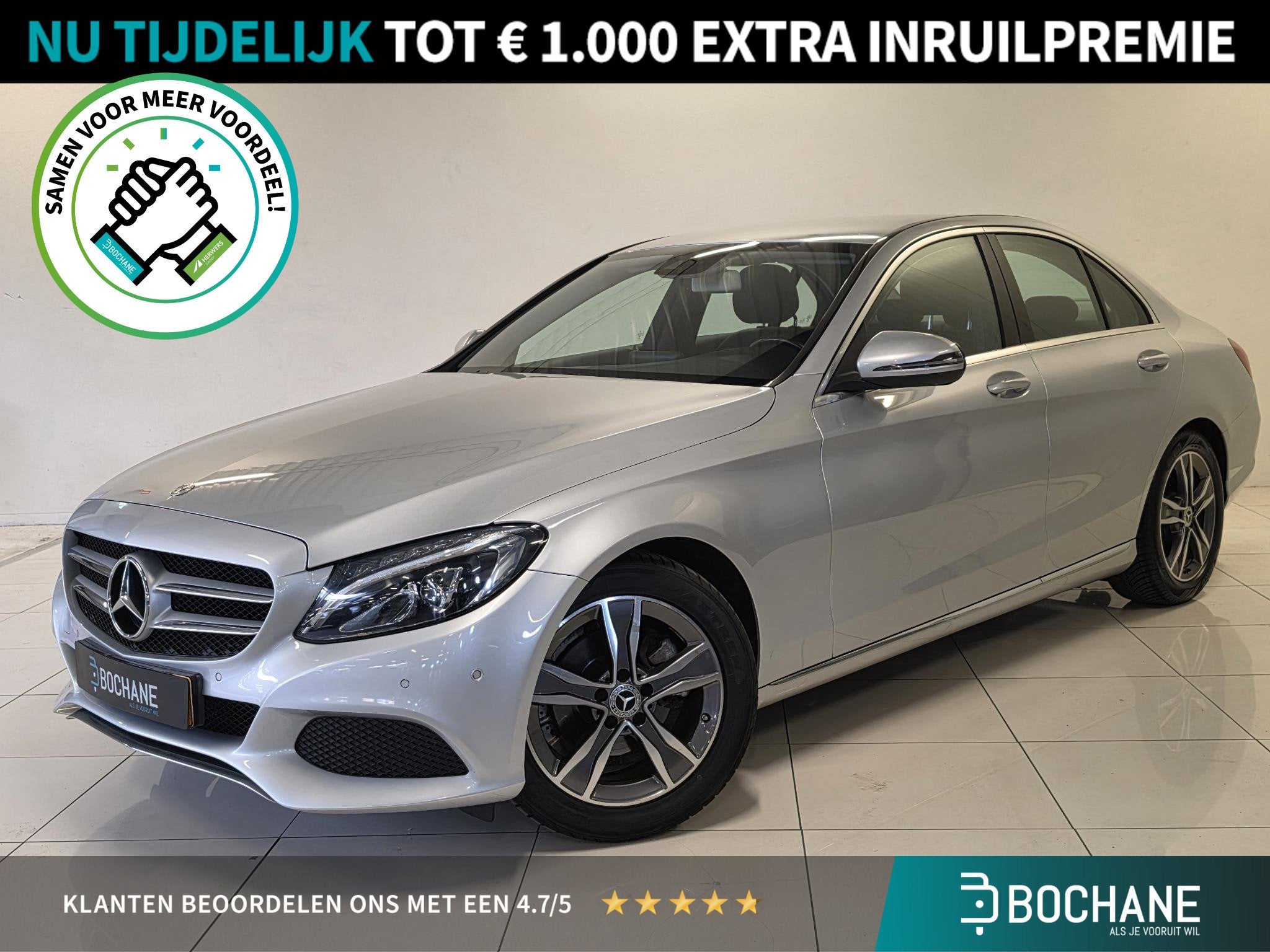 Mercedes-Benz C-klasse 180 Business | Navigatie | Stoelverwa, Auto's, Achterwielaandrijving, Gebruikt, Met garantie (alle), Leder en Stof