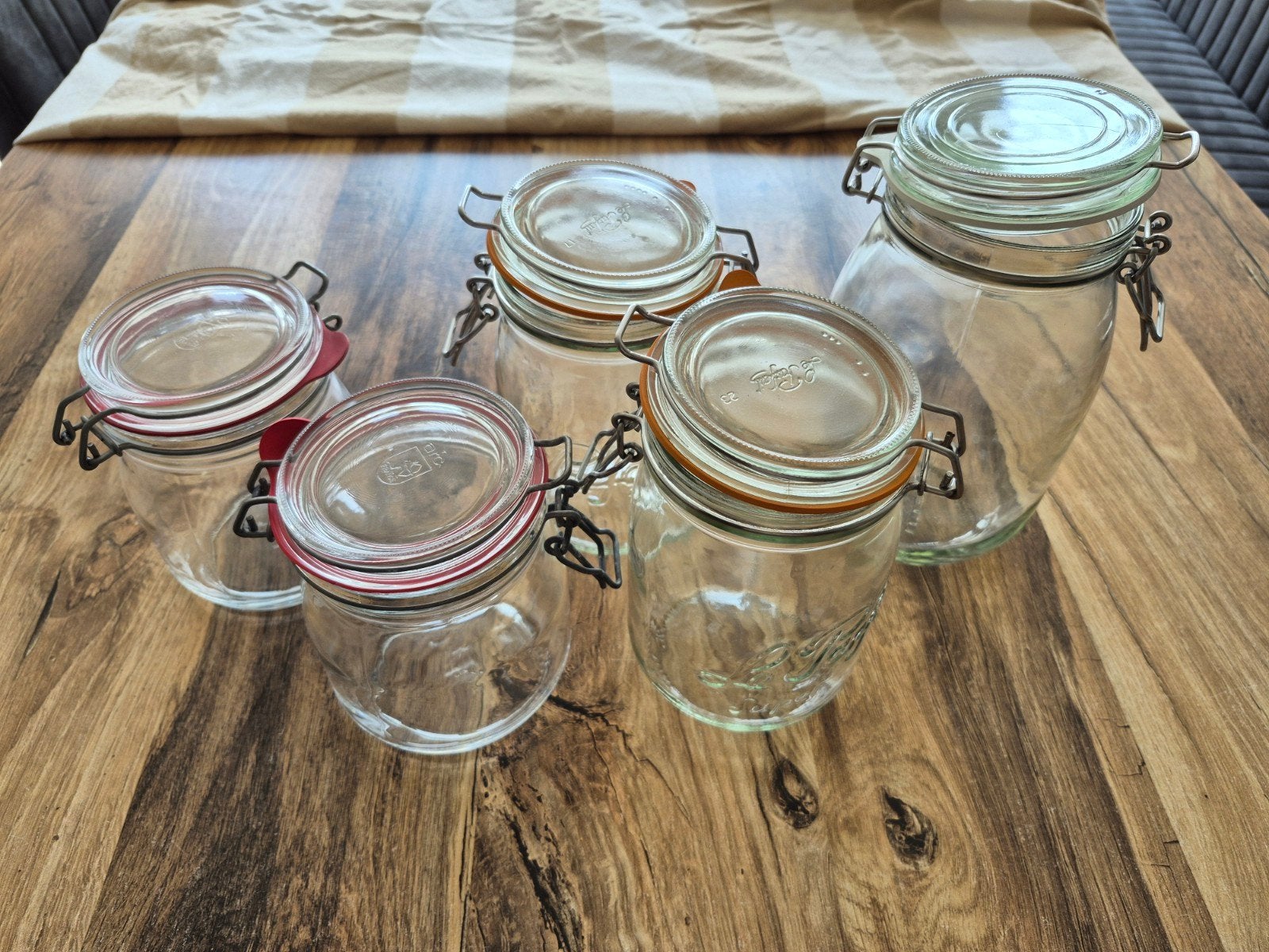 5 weckpotten in verschillende maten, Voorraadpot, Ophalen, Gebruikt, Glas