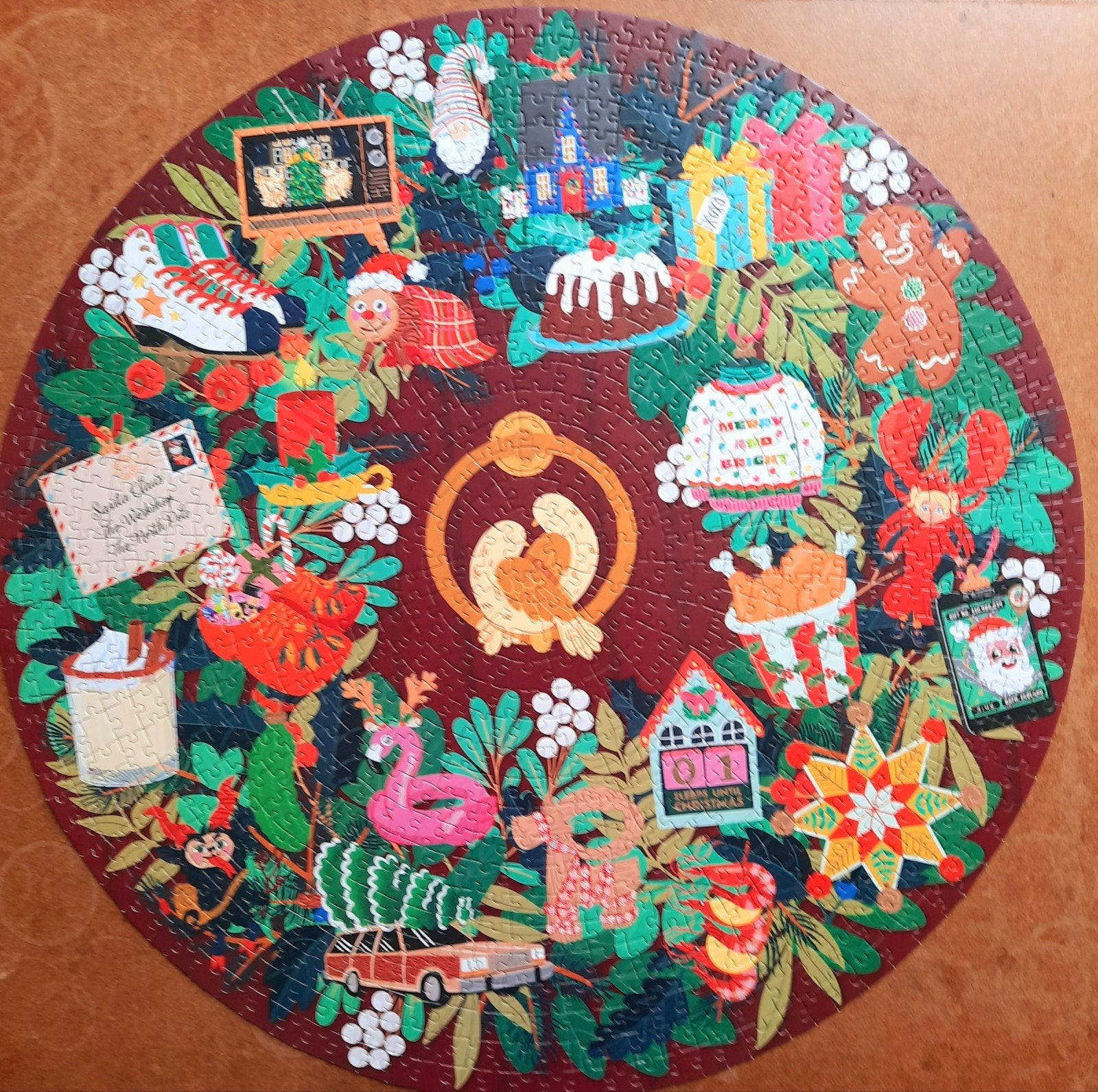 Ridley's Kerst Legpuzzel | Ronde puzzel van 1000 Stukjes, Hobby en Vrije tijd, Denksport en Puzzels, Zo goed als nieuw, Legpuzzel