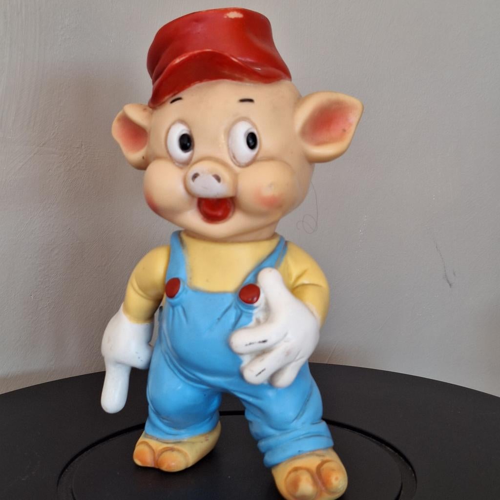 Walt Disney rubber varken pig jaren 60 figuur, Antiek en Kunst, Ophalen