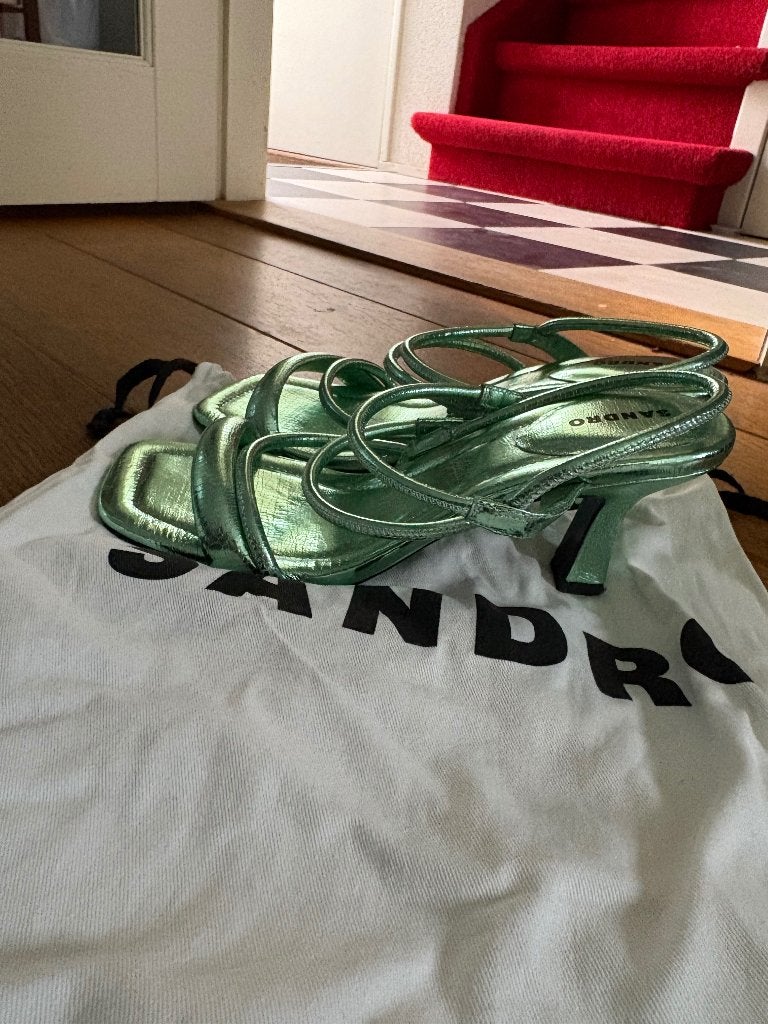 Sandro Sandalen 37/38, Sandro, Zo goed als nieuw, Groen, Sandalen of Muiltjes