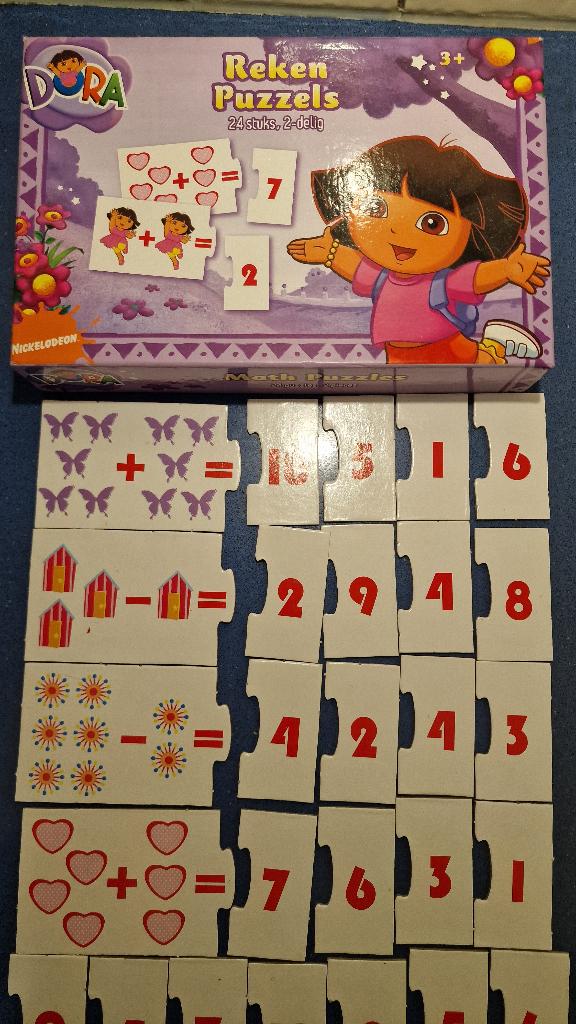 Dora Reken Puzzels, vanaf 3 jaar, Kinderen en Baby's, Speelgoed | Educatief en Creatief, Ophalen of Verzenden, Gebruikt, Puzzelen