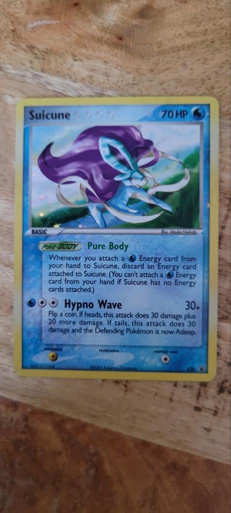 Mooie Suicune Pokémon kaart in uitstekende staat, Ophalen of Verzenden, Zo goed als nieuw, Losse kaart, Foil