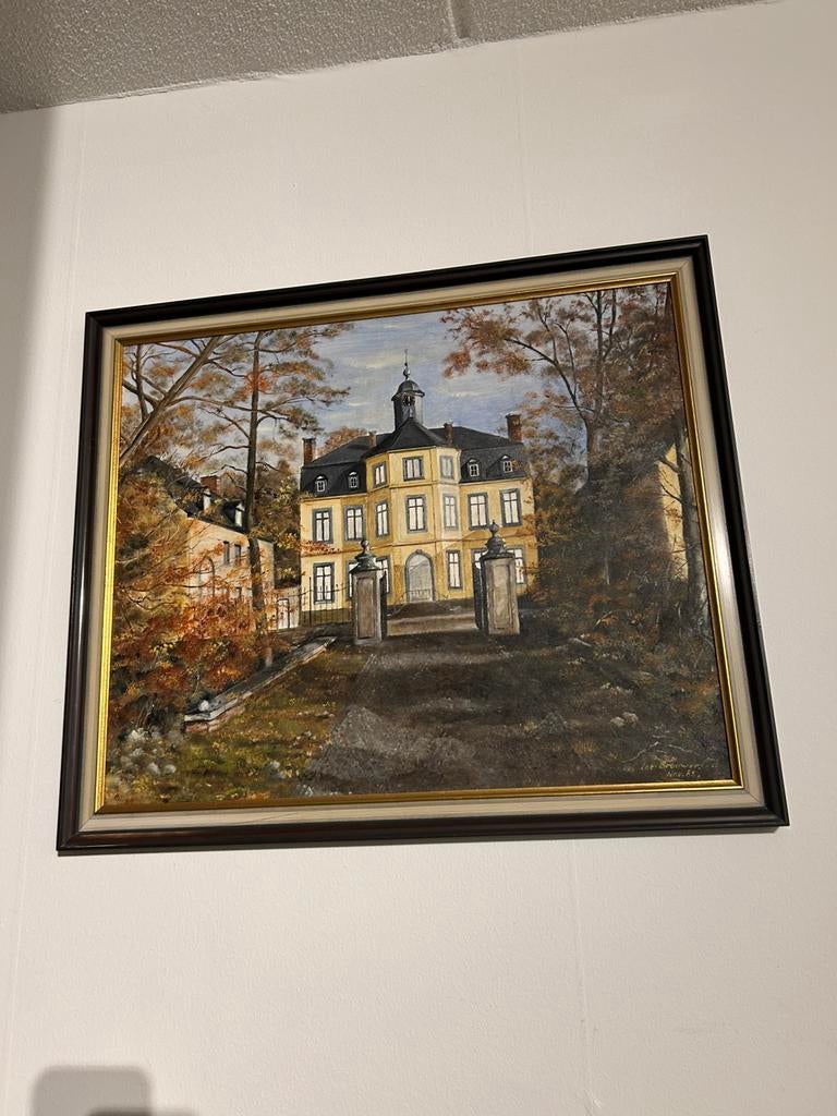 Schilderij Kasteel Obbicht Nov 1985, Brouwer, Antiek en Kunst, Ophalen