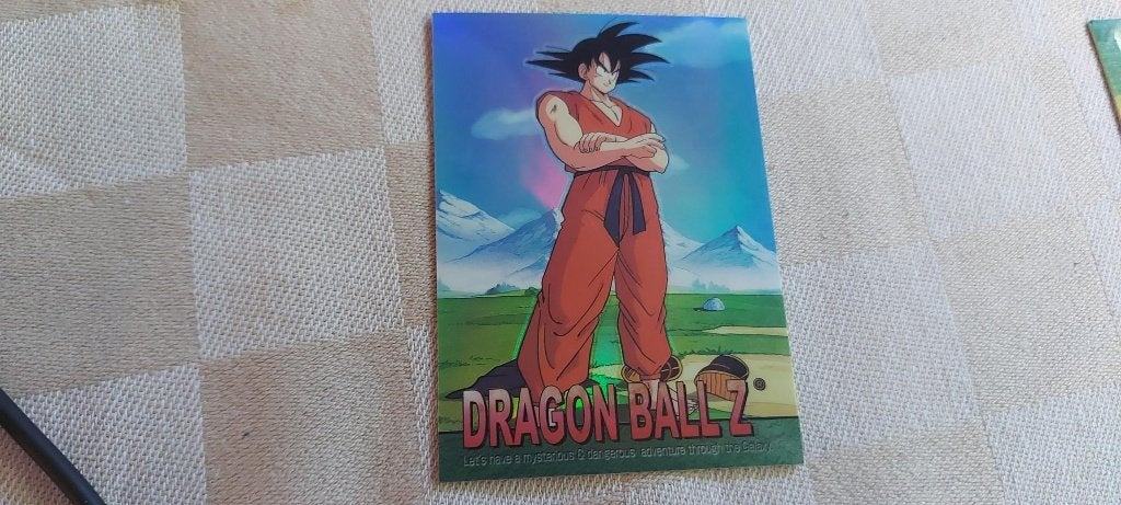 dragonball z kaart reverseholo Goku hands folded, Ophalen of Verzenden, Zo goed als nieuw, Losse kaart
