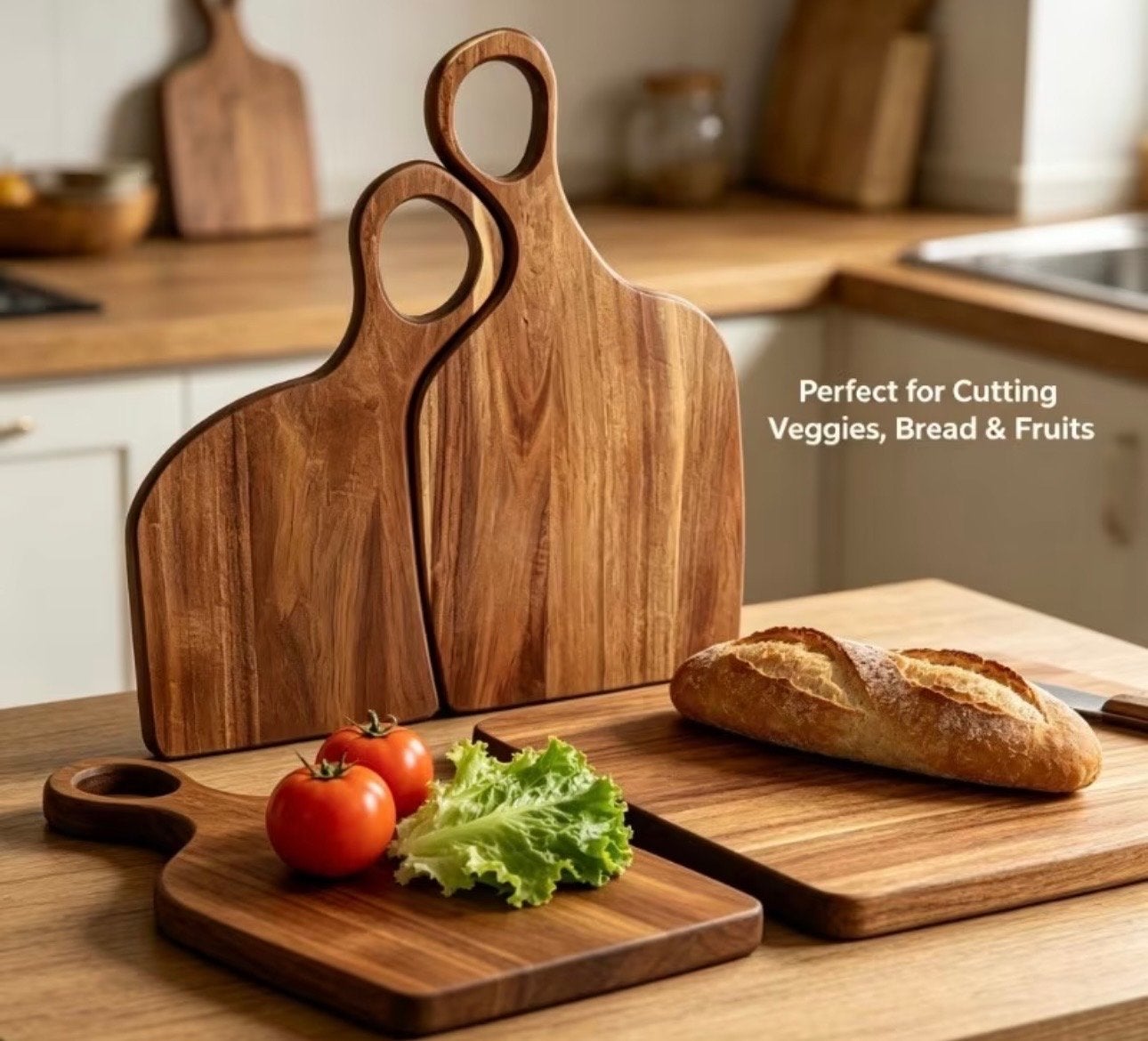 Houten snijplanken set van 2 - Acaciahout, Hout, Snij-/serveerplank, Nieuw, Ophalen of Verzenden
