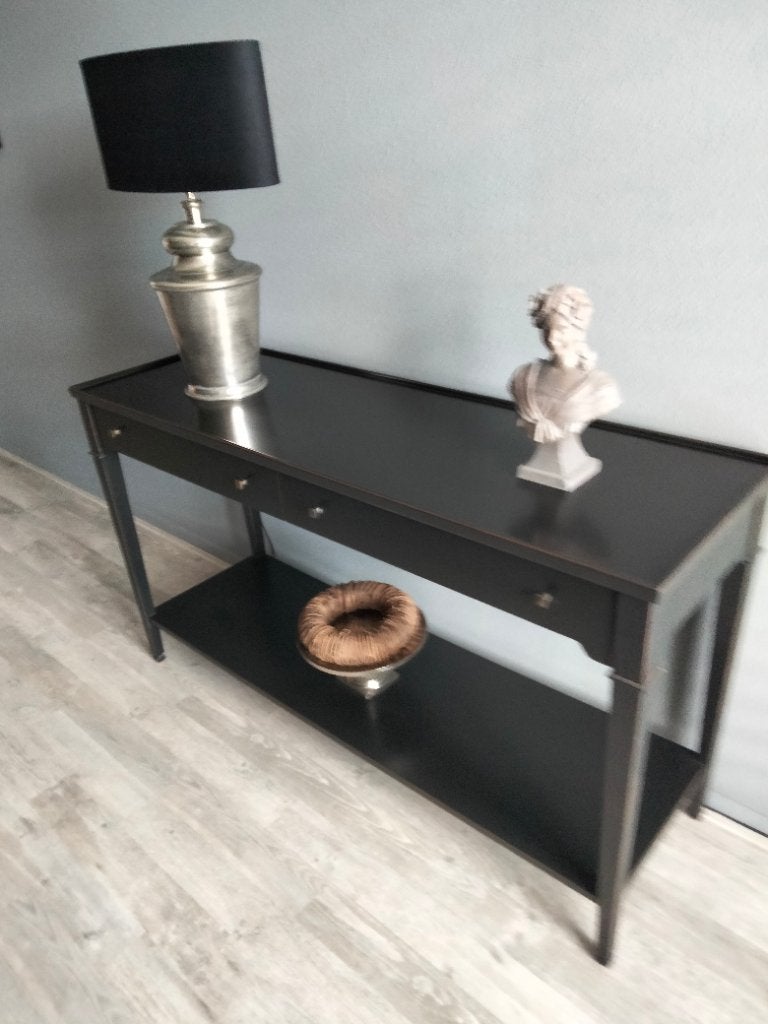 Zwarte sidetable 140 cm breed, Huis en Inrichting, Ophalen, Gebruikt, 100 tot 150 cm, 25 tot 50 cm