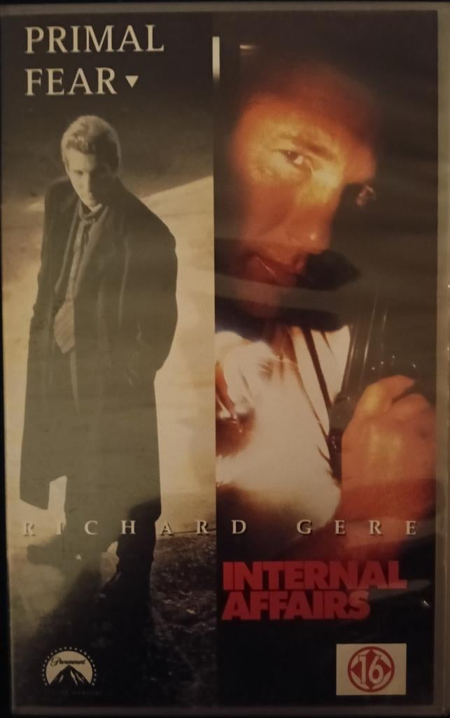 Primal Fear / Internal Affairs vhs, Vanaf 16 jaar, Ophalen of Verzenden, Zo goed als nieuw, Horror