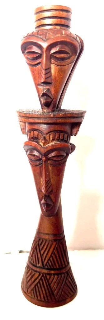 Afrikaanse `houten kandelaar 24cm, Antiek en Kunst, Kunst | Niet-Westerse kunst, Hout, 24 cm, Bruin, Afrika
