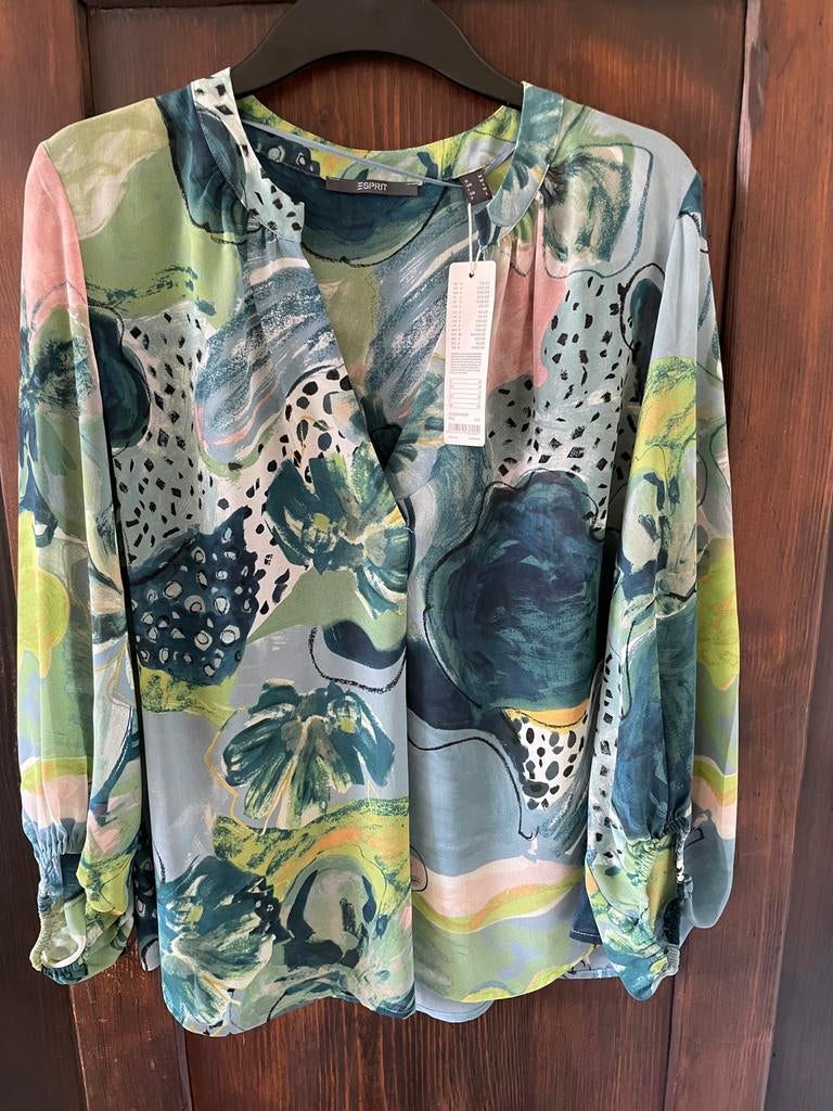 Nieuw met prijskaartje chiffonblousje van Esprit maat M, Kleding | Dames, Ophalen of Verzenden, Nieuw, Maat 38/40 (M), Groen