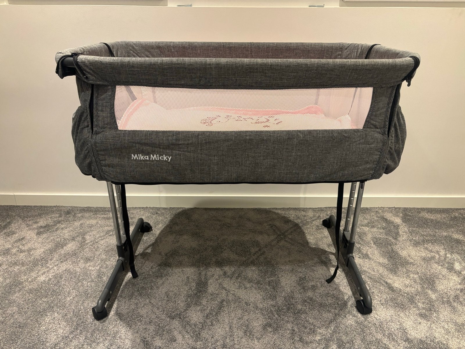 Moni Mika Micky Co-sleeper Wieg aan Bed - Grijs, Verstelbaar, Eenpersoons, Nieuw, Overige maten
