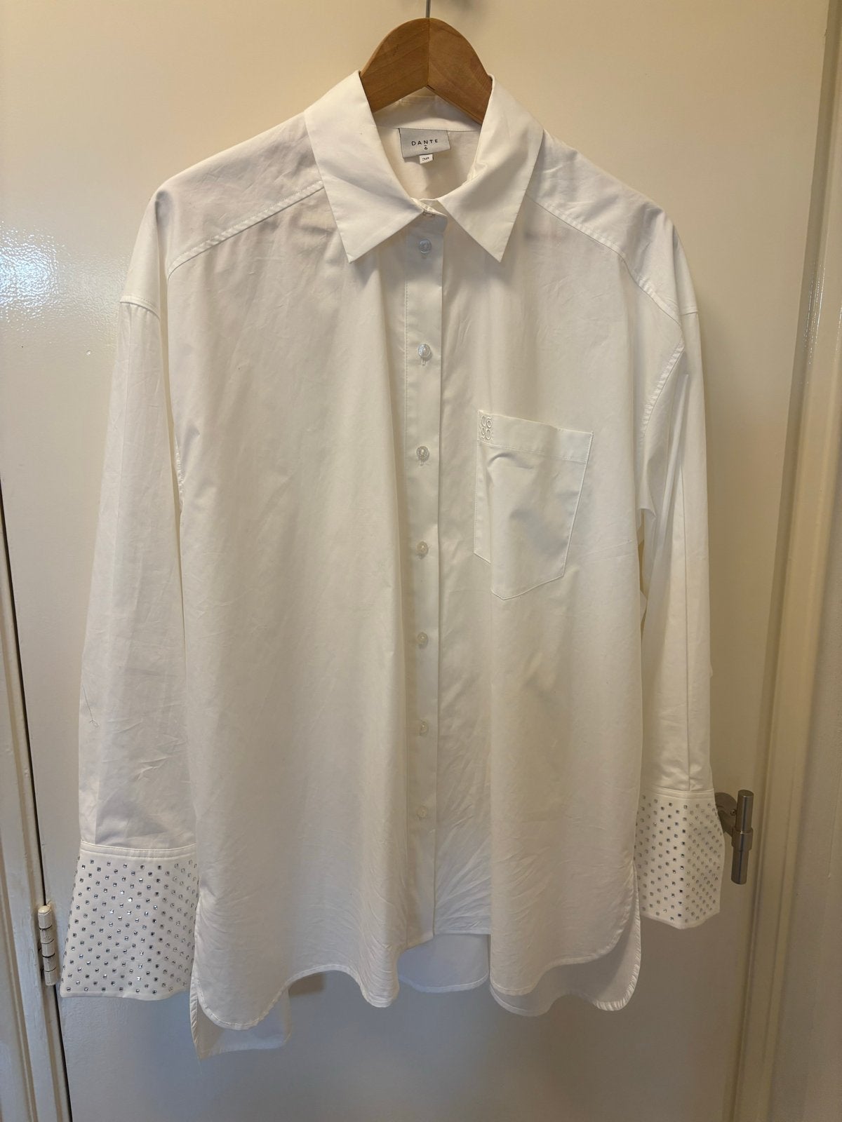 Dante 6 Witte Blouse met Strass Details - Maat 38, Kleding | Dames, Verzenden, Nieuw, Maat 38/40 (M), Wit