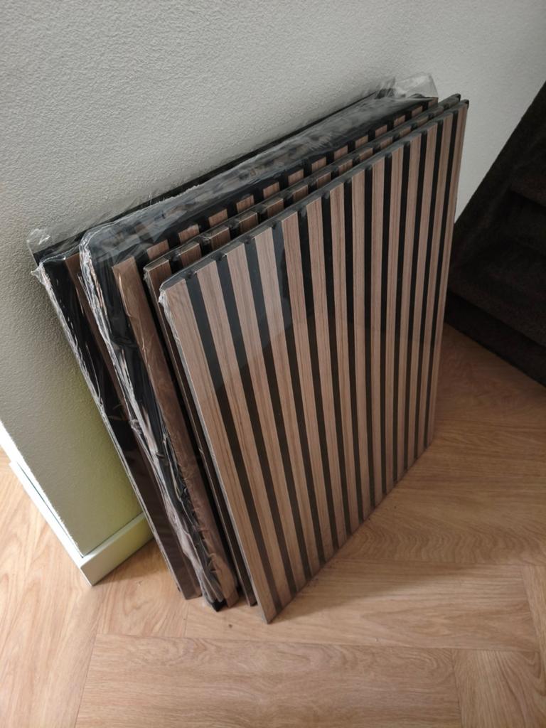 6x lattenwand walnoot 73x56cm, Doe-het-zelf en Verbouw, Hout en Planken, Ophalen, Minder dan 25 mm, Overige typen, Zo goed als nieuw