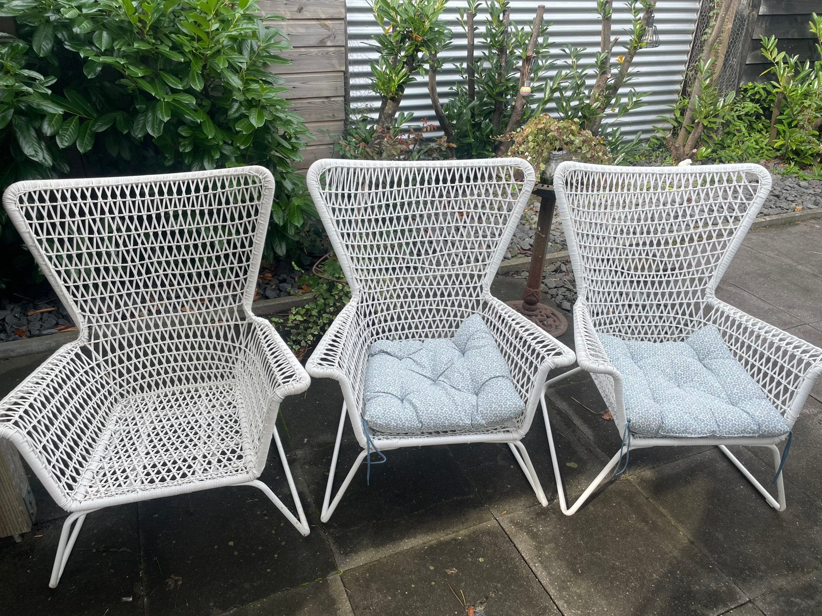 3 x Ikea Hogsten Tuinstoelen Wit, Tuin en Terras, Ophalen, Zo goed als nieuw, Kunststof