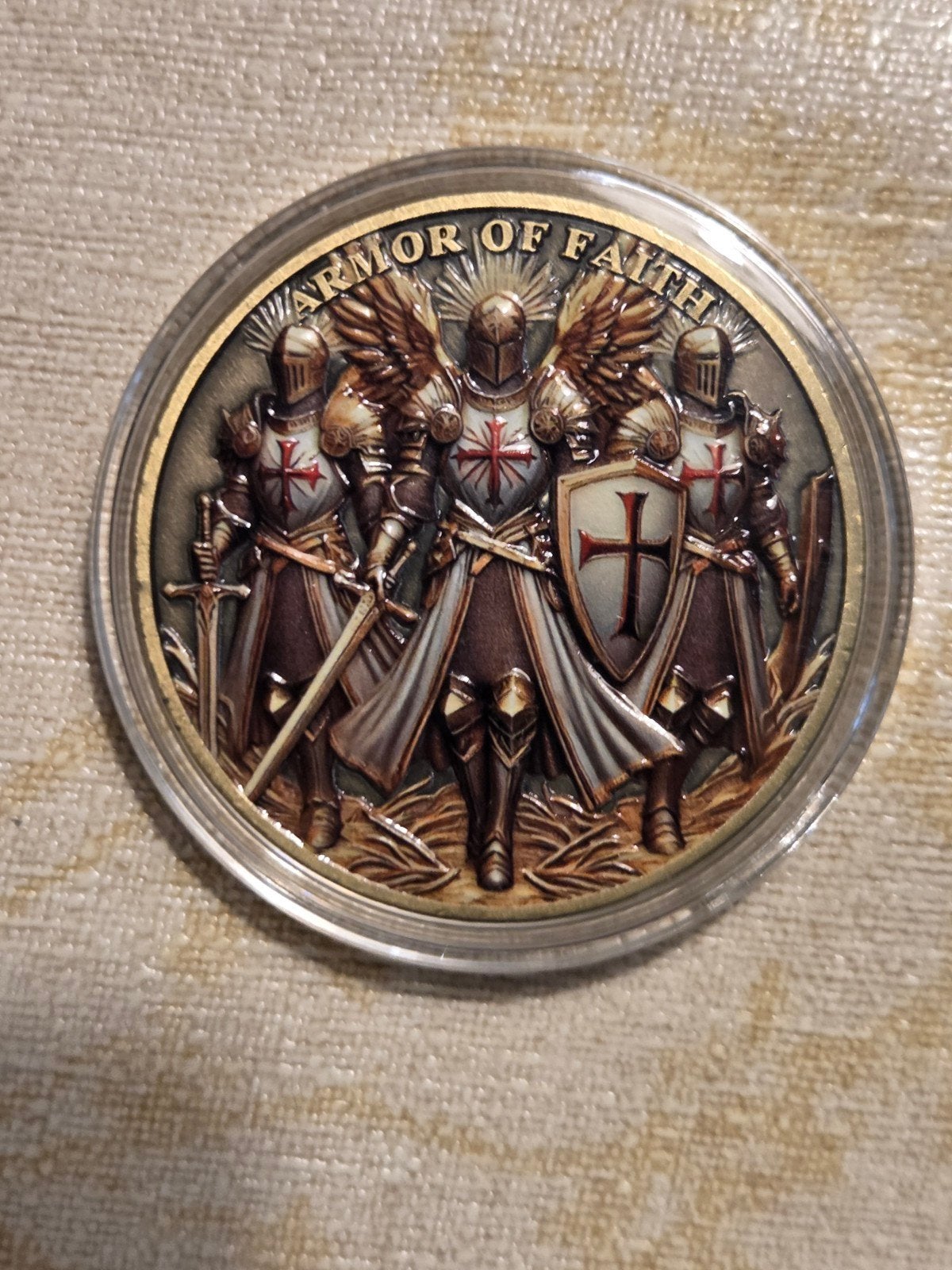 Munt 'Armor of Faith' met Tempeliers en Bijbeltekst, Ophalen of Verzenden