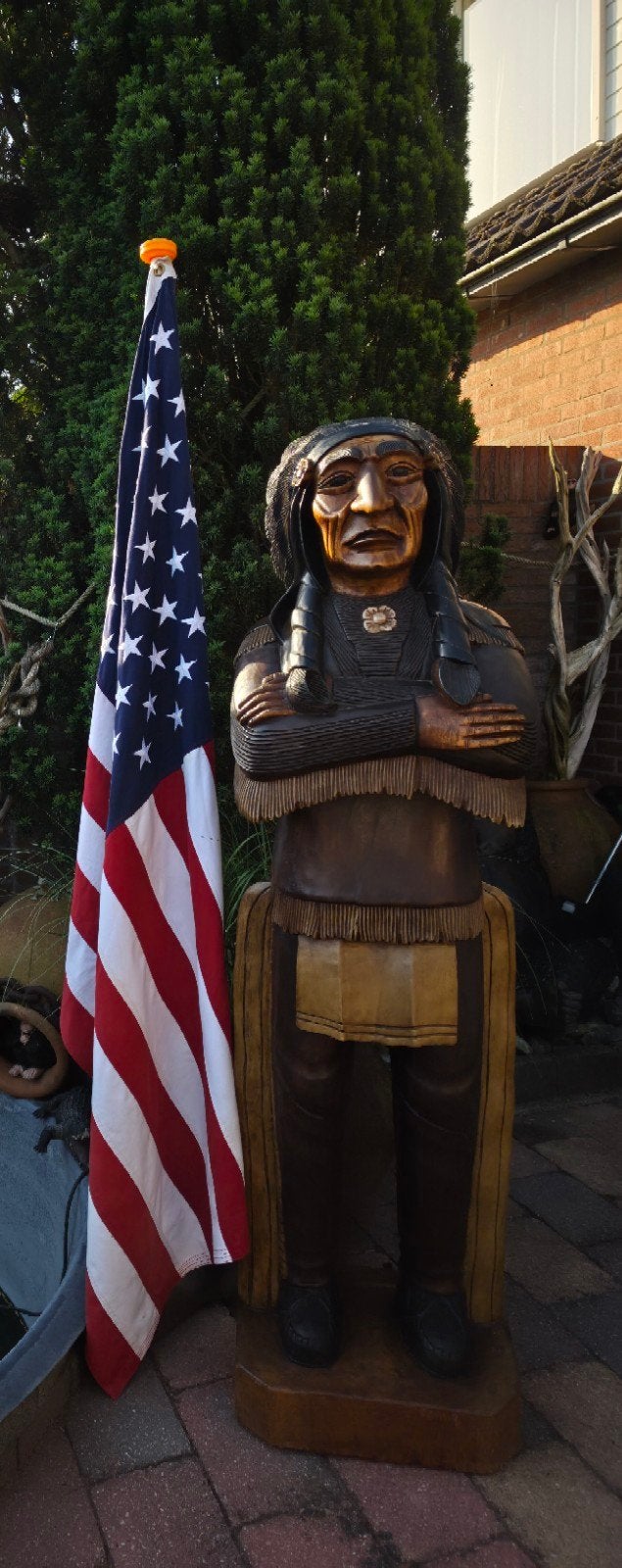 MASSIEF HOUTEN INDIANEN BEELD VOOR STEAKHOUSE / COUNTRY  BAR, Antiek en Kunst, Ophalen, Beeld