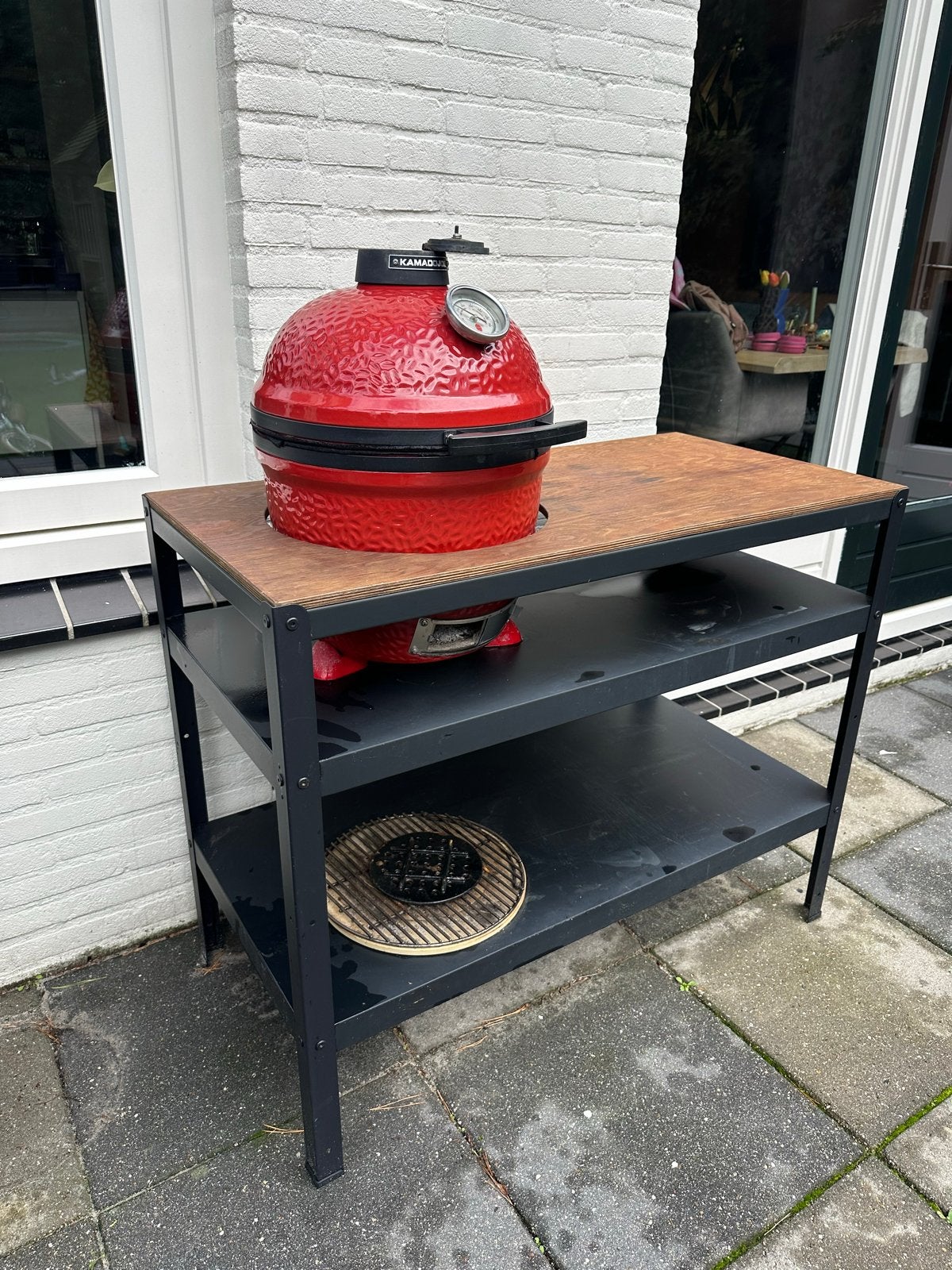 Kamado Joe Jr. met compacte buitenkeuken en accessoires, Ophalen of Verzenden, Gebruikt, Houtskool, Vrijstaand