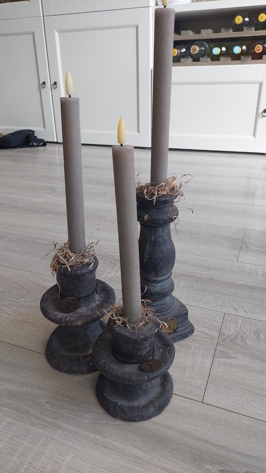 3 landelijke kandelaars van brynxz, Gebruikt, Overige merken, Ophalen of Verzenden, Grijs