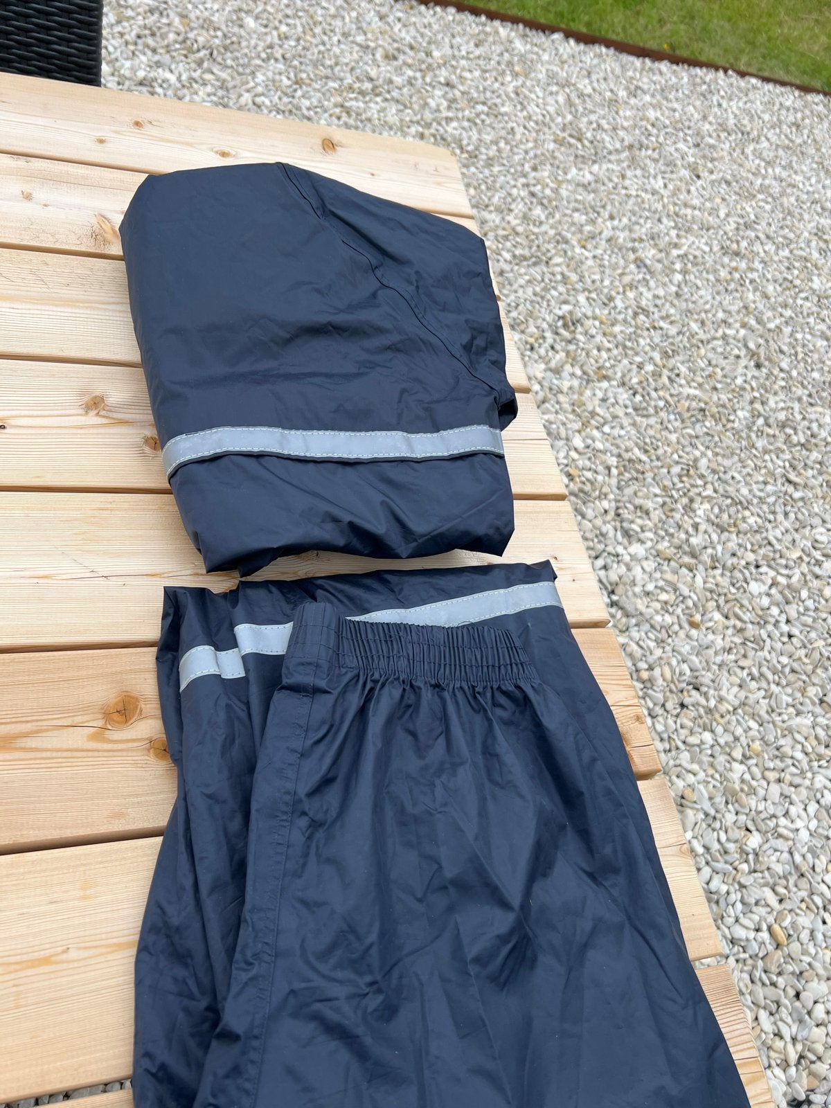 Hema Regenpak Maat S - Donkerblauw met Reflecterende Strepen, Ophalen, Gebruikt, Regenpak, Dames