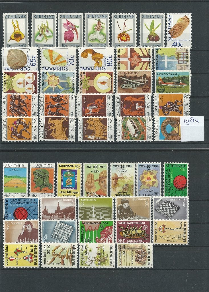 Suriname 1984, complete jaargang, Postfris., Postzegels en Munten, Verzenden, Postfris