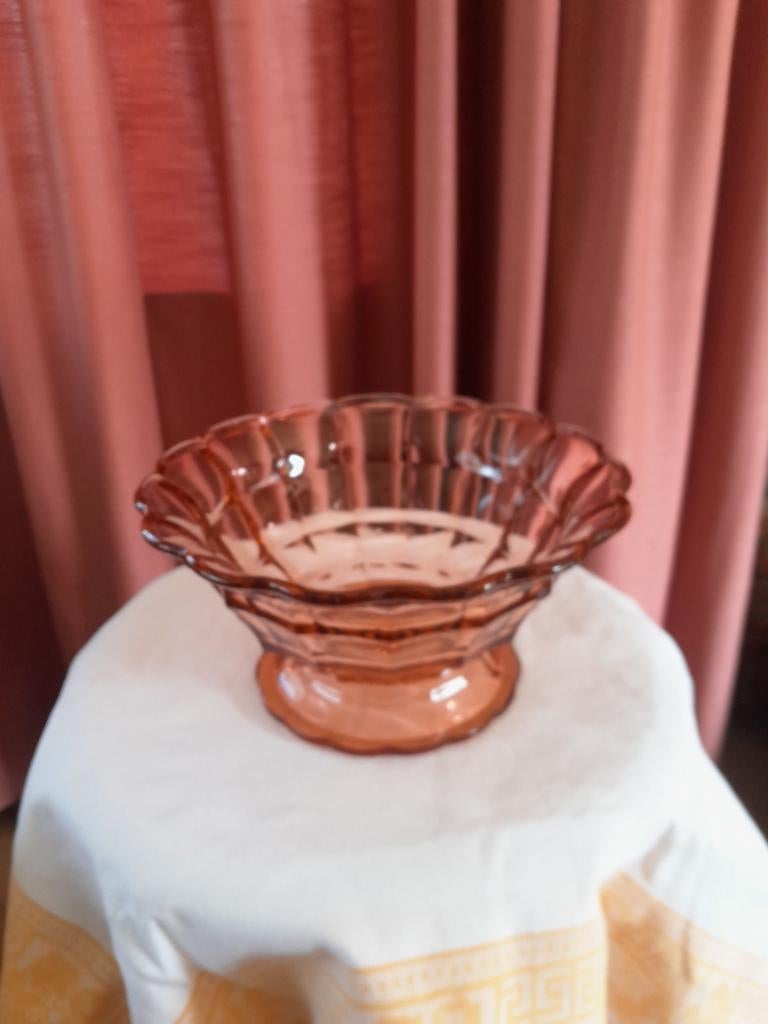 Vintage Roze Glazen Fruitschaal / Bonbonschaal, Ophalen