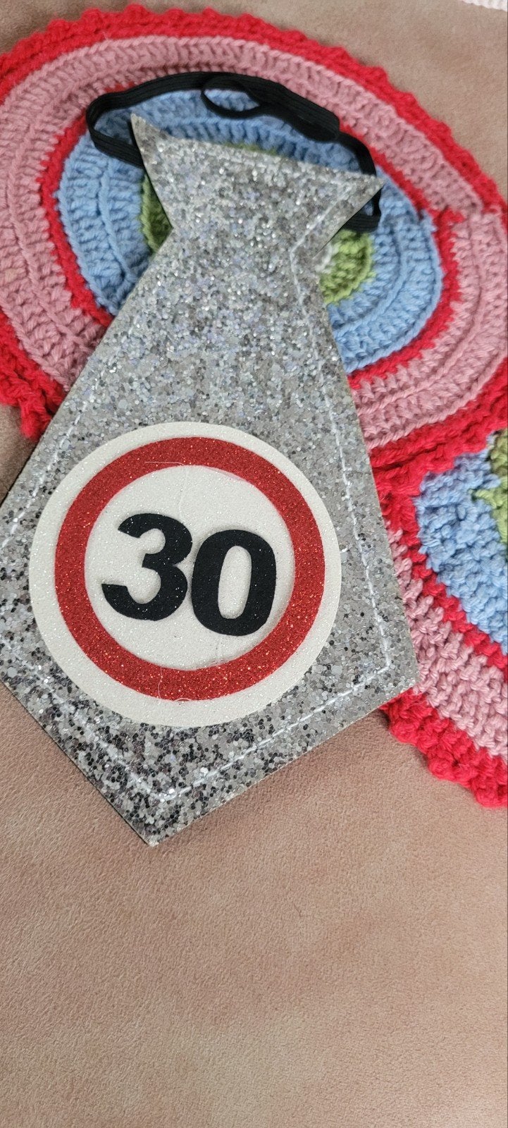 glitter stropdasje 30 jaar, Ophalen of Verzenden, Zo goed als nieuw, Verjaardag