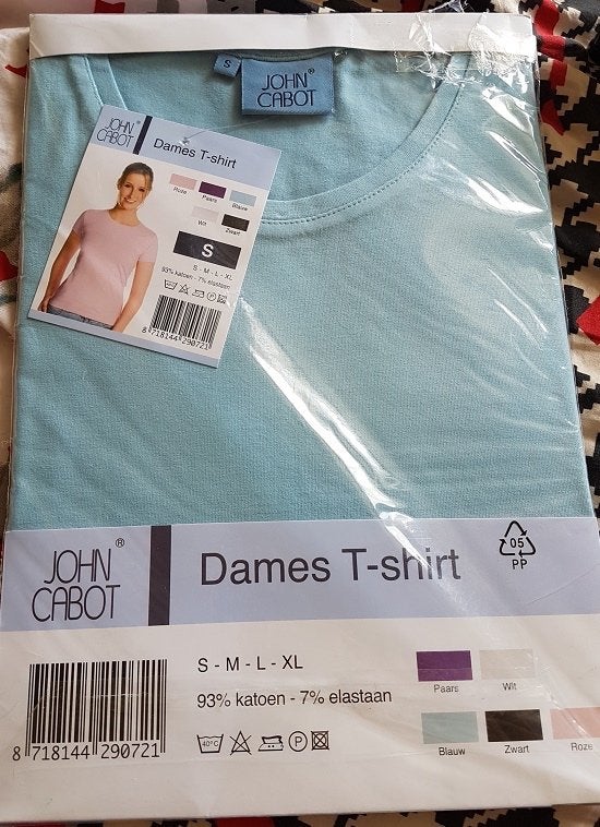 Nieuw! Leuke baby blauwe top t-shirt van John Cabot, S 36, Nieuw, Korte mouw, John Cabot, Maat 36 (S)