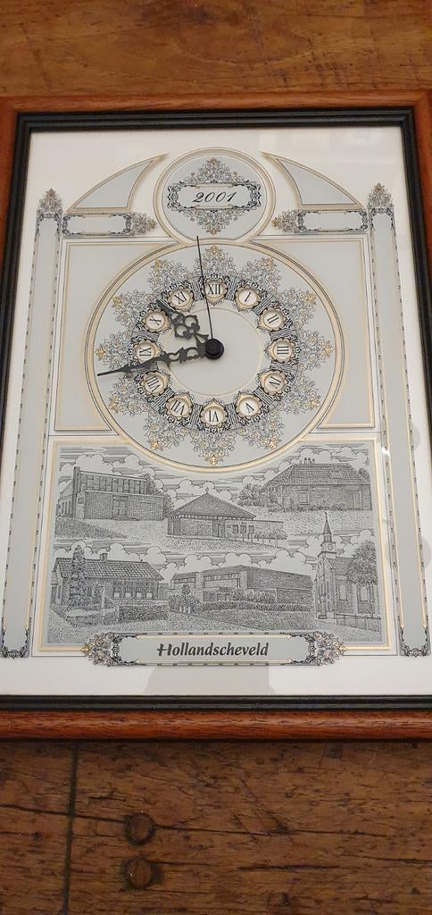 Bijzondere klok glasgravure Hollandscheveld G.Swaenepoel, Ophalen of Verzenden