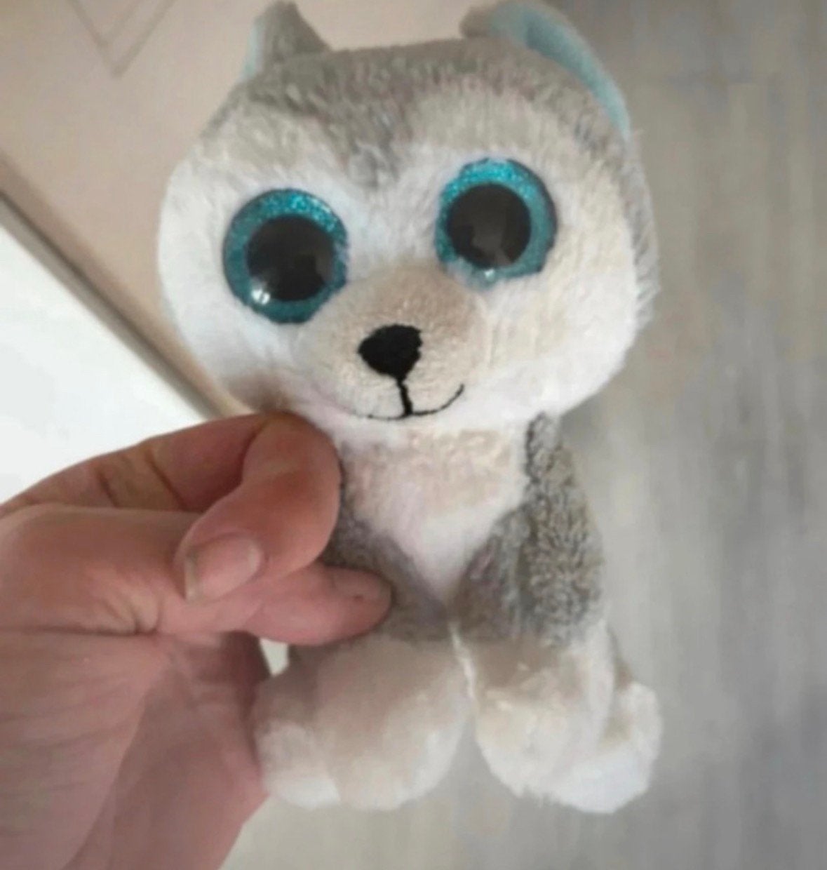 Ty Beanie Boo Husky knuffel met grote ogen, Grijs, Zo goed als nieuw, Klein (minder dan 20 cm), Ty