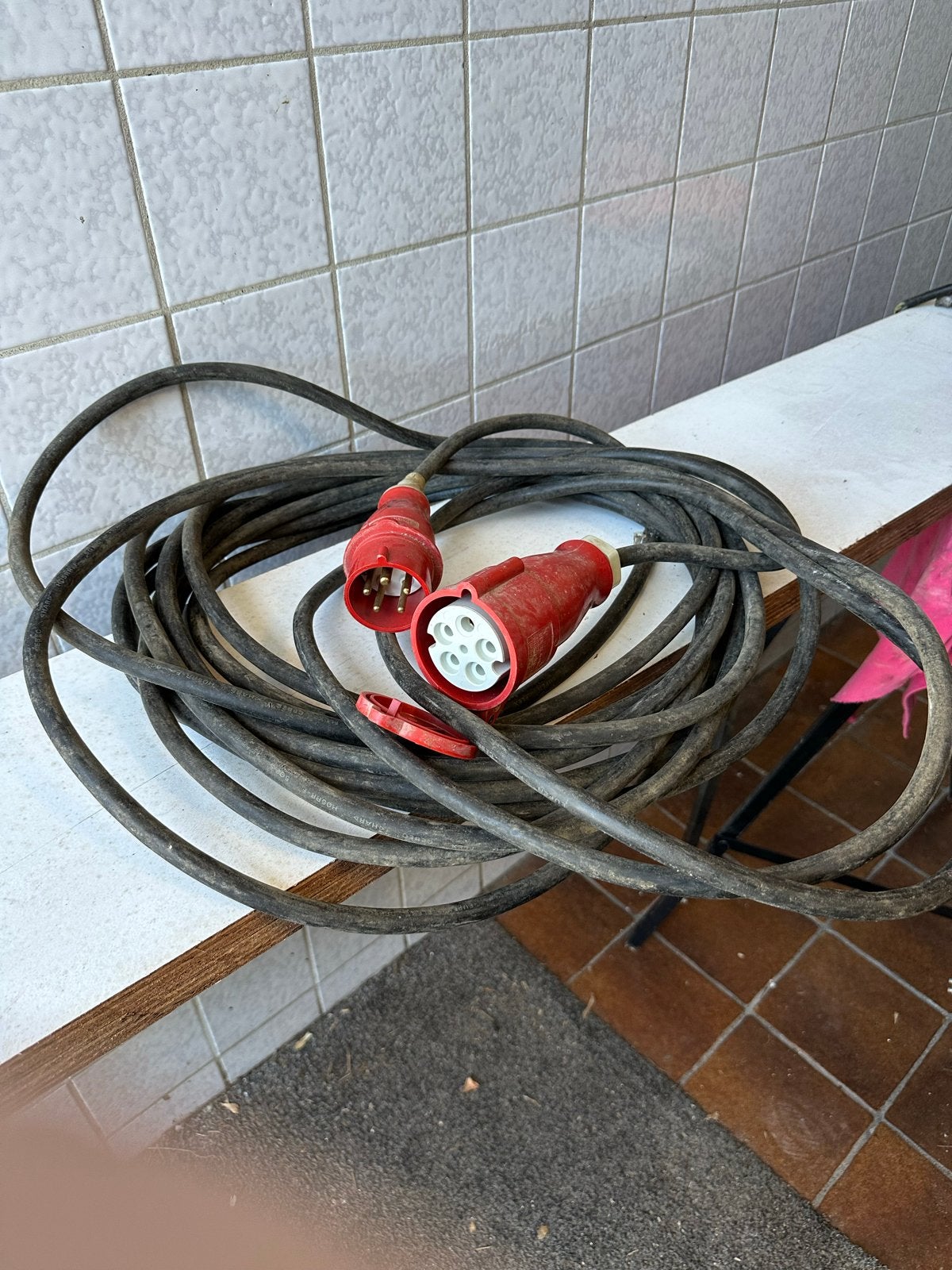 Verlengsnoer 15 meter met CEE stekkers, Ophalen, Gebruikt, Kabel of Snoer