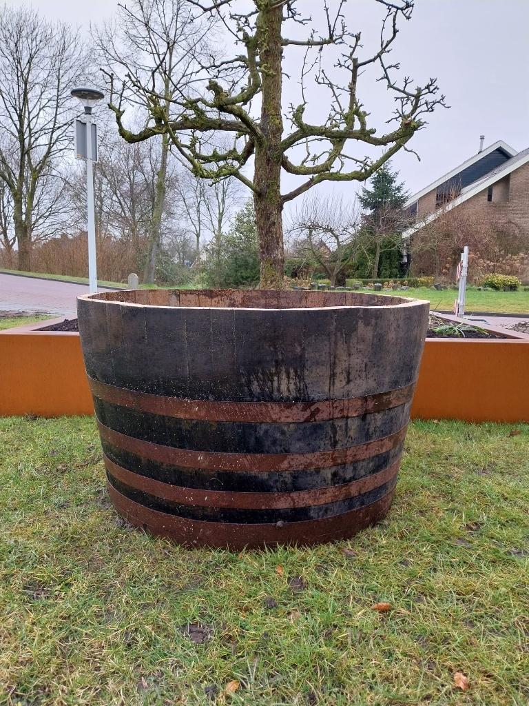 Zeer Grote Plantenbak Whiskeyvat Inhoud 250 liter op=op, Ophalen, Rond, Nieuw, Balkon