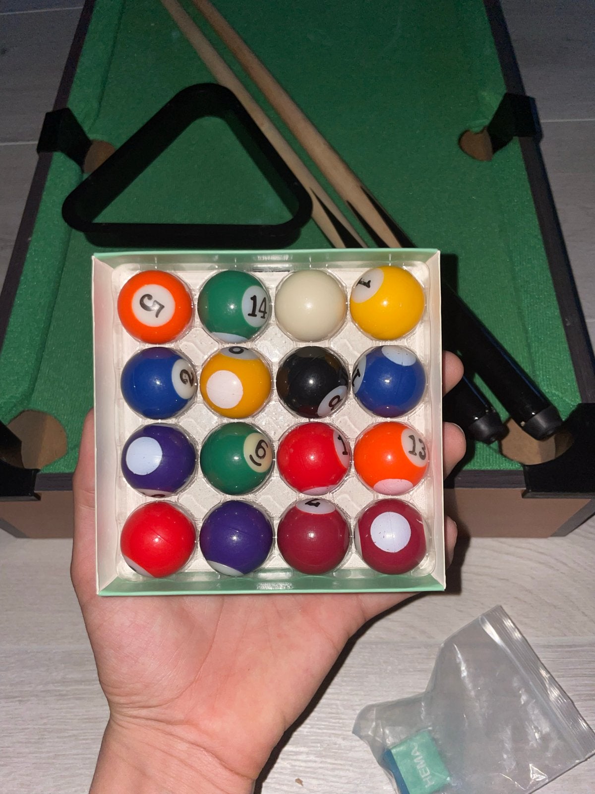 Hema Mini Pooltafel Set - Compleet en Zo Goed als Nieuw, Sport en Fitness, Biljarten en Poolen, Ophalen, Zo goed als nieuw, Pooltafel
