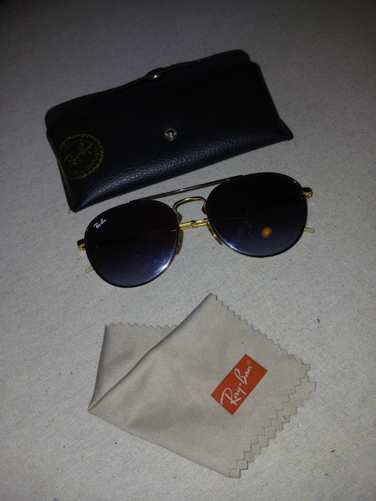 Ray-Ban RB 3589 Zonnebril Goud met Zwart blauwe Glazen, Ophalen of Verzenden
