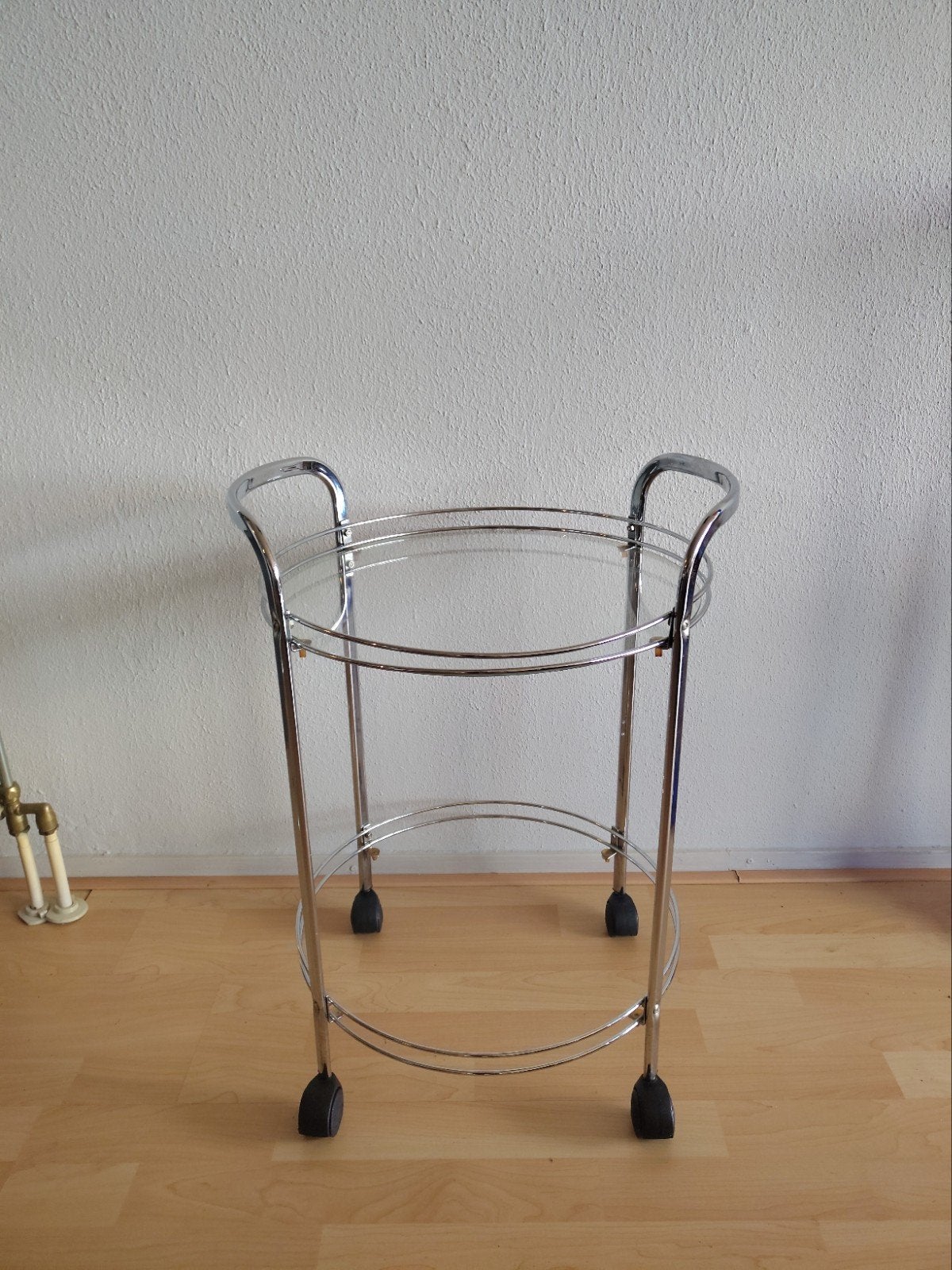 Trolley Nachtkastje Bijzettafel Metaal Glas, Ophalen, Minder dan 55 cm, Gebruikt, Metaal of Aluminium