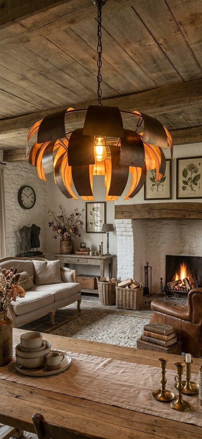 Unieke Industriële / Landelijke Metalen Hanglamp, Huis en Inrichting, Ophalen, Metaal